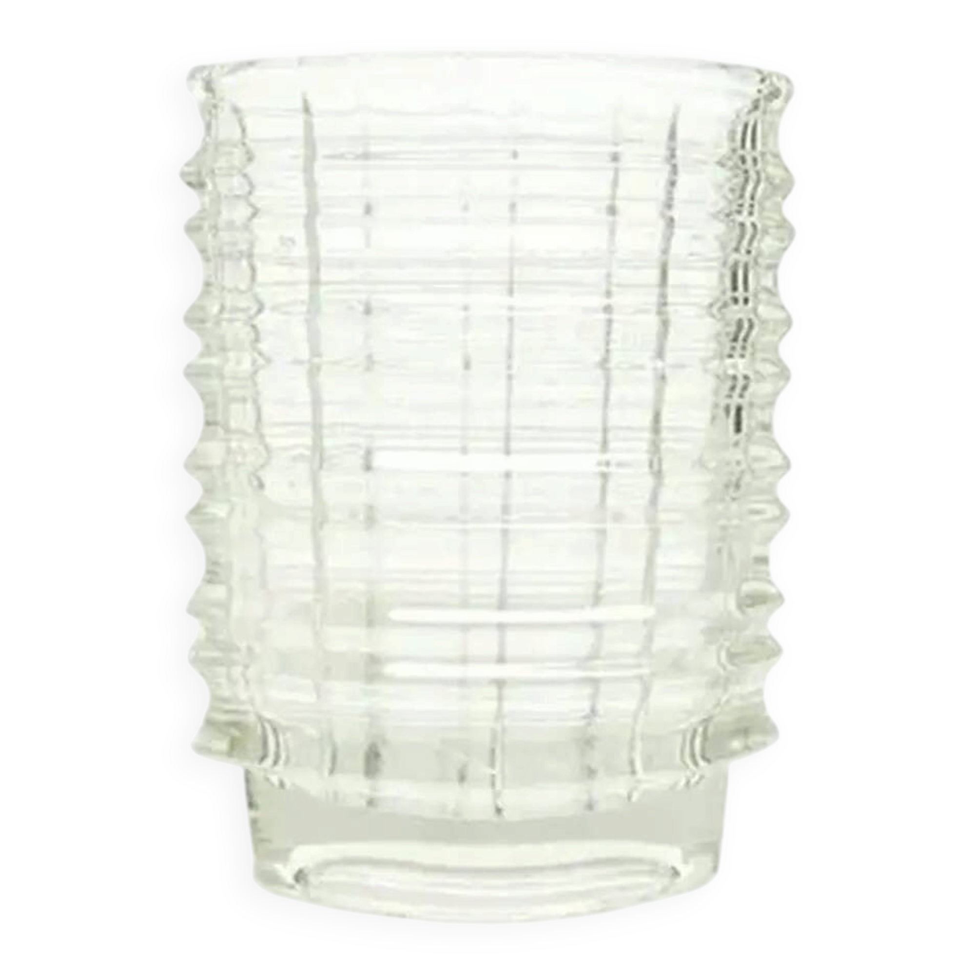 Vase optique, moderne du milieu du siècle, en verre transparent, conçu par J. Drost, Ząbkowice, Pologne, années 1970.