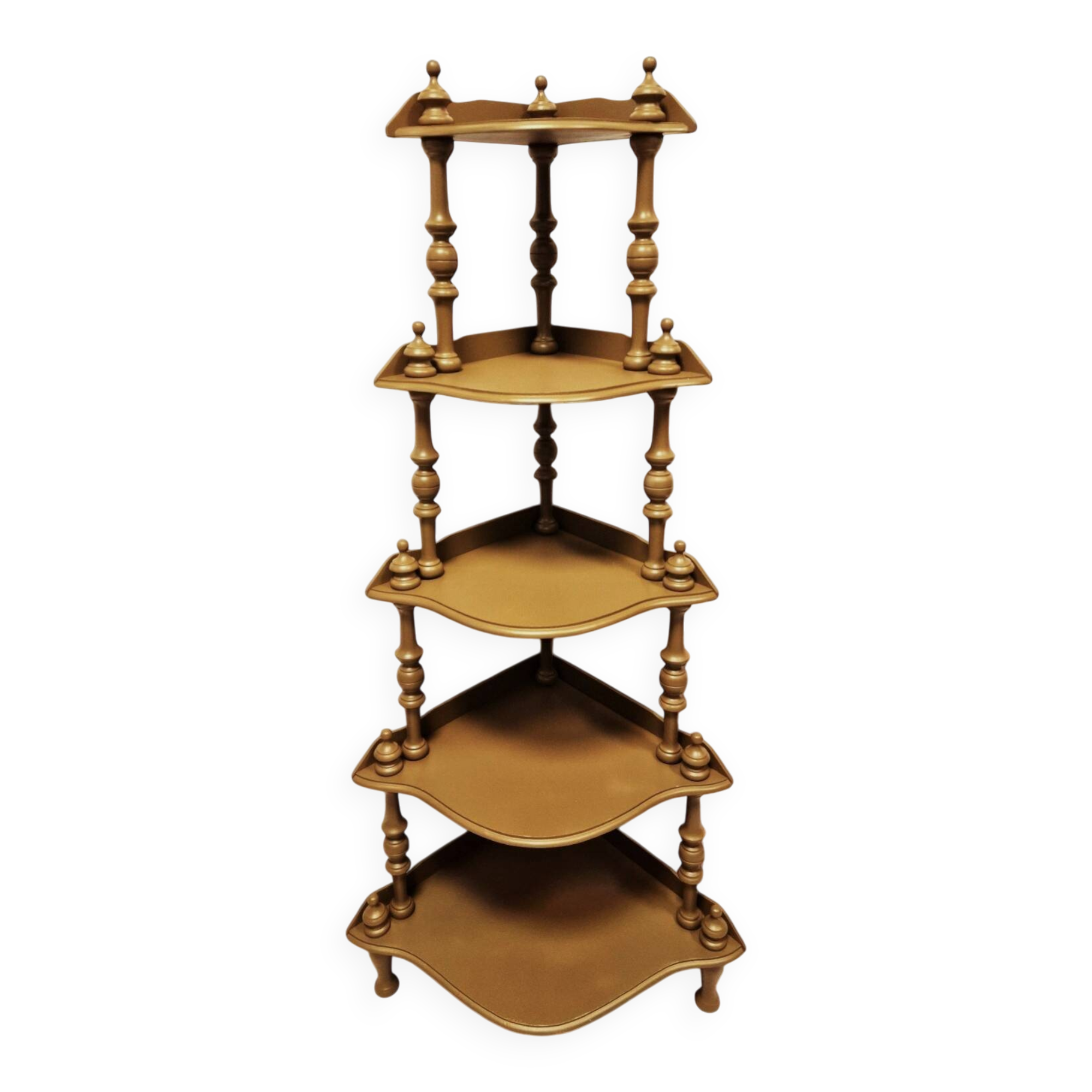 Large corner shelf in turned wood, Napoleon III style.