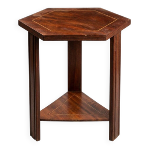 Gueridon Art Deco acajou - marqueterie