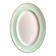 Luneville oval dish in water-green and golden opaque porcelain