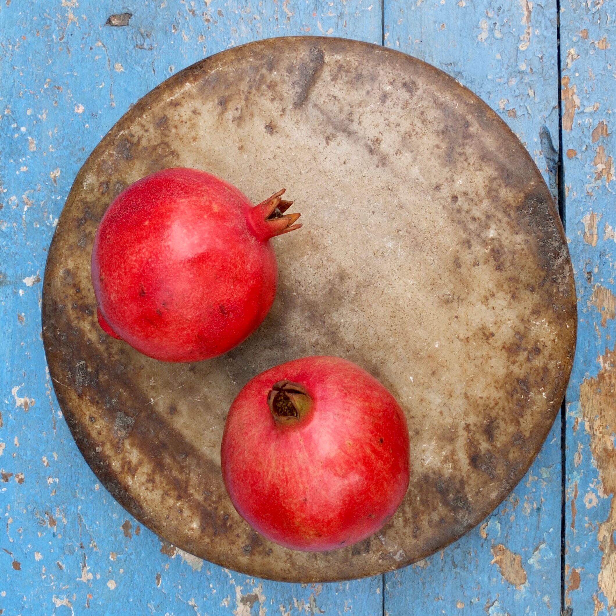 Antique round marble bread board