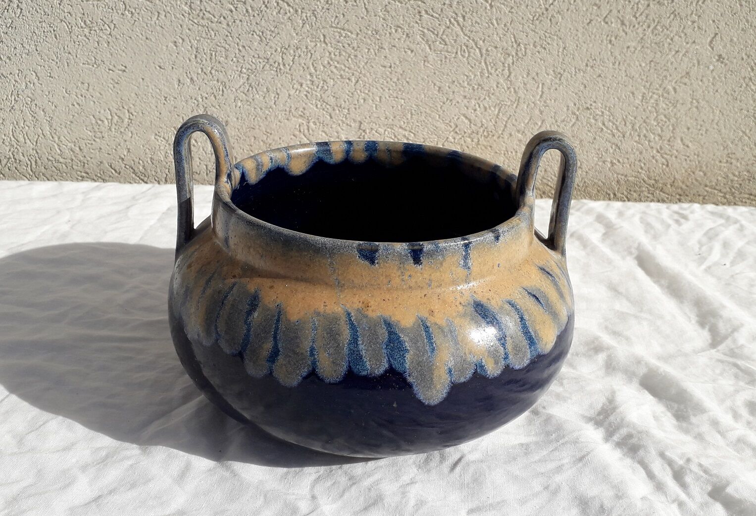 Signed stoneware pot cover