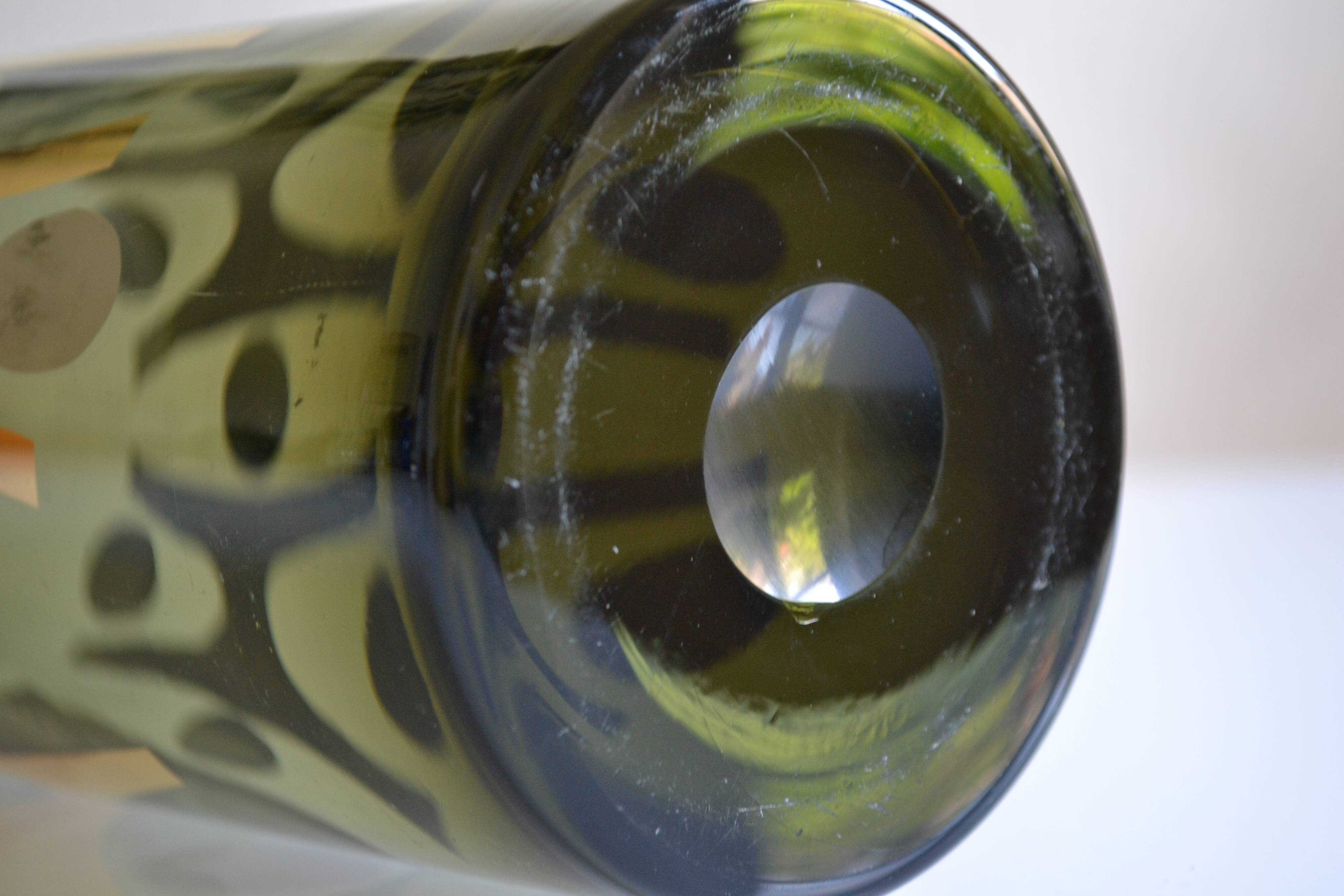 Modernist blown glass pitcher with geometric decoration 1970