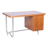 Restored Pair of Oak Writing Desks, Hynek Gottwald, Chrome, Czechia, 1930s