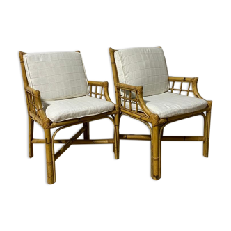 Paire de fauteuils italiens en bambou