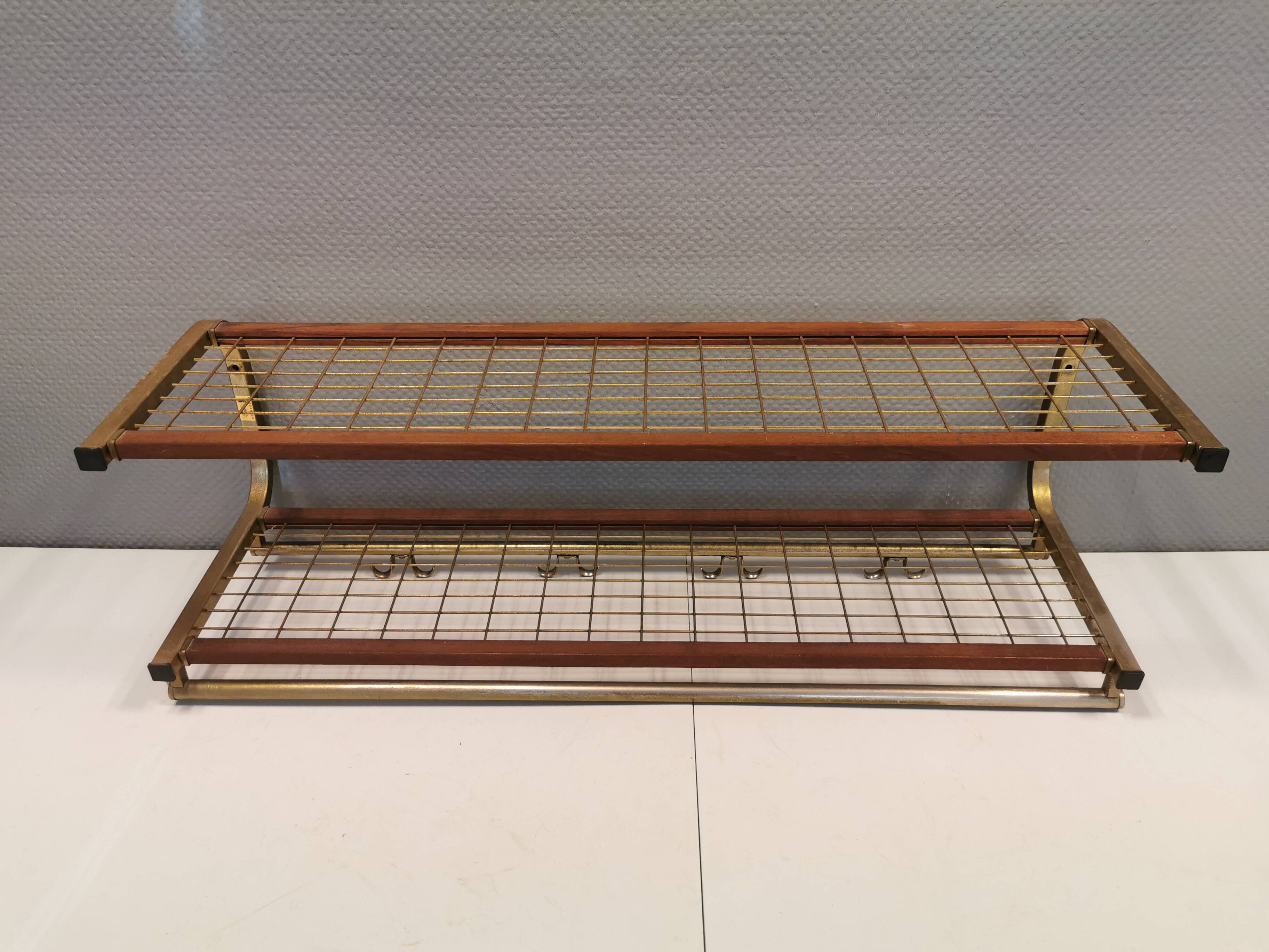 Vintage hat rack, wall-mounted clothes rack, produced in Sweden in the 1960s by Isakssons Habo