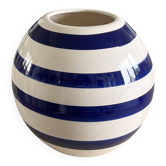 80s/90s striped ceramic ball vase.