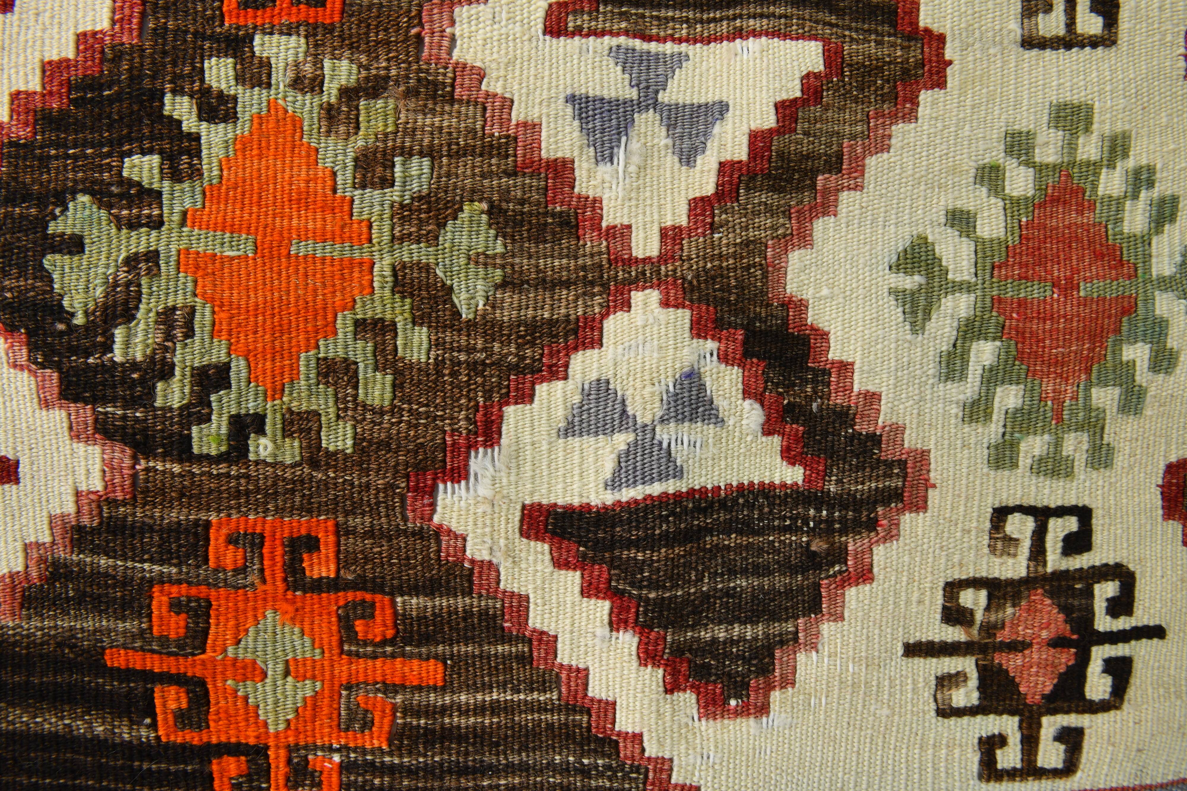 4x6 Red & Green Geometric Persian Kilim Rug, 132x194Cm