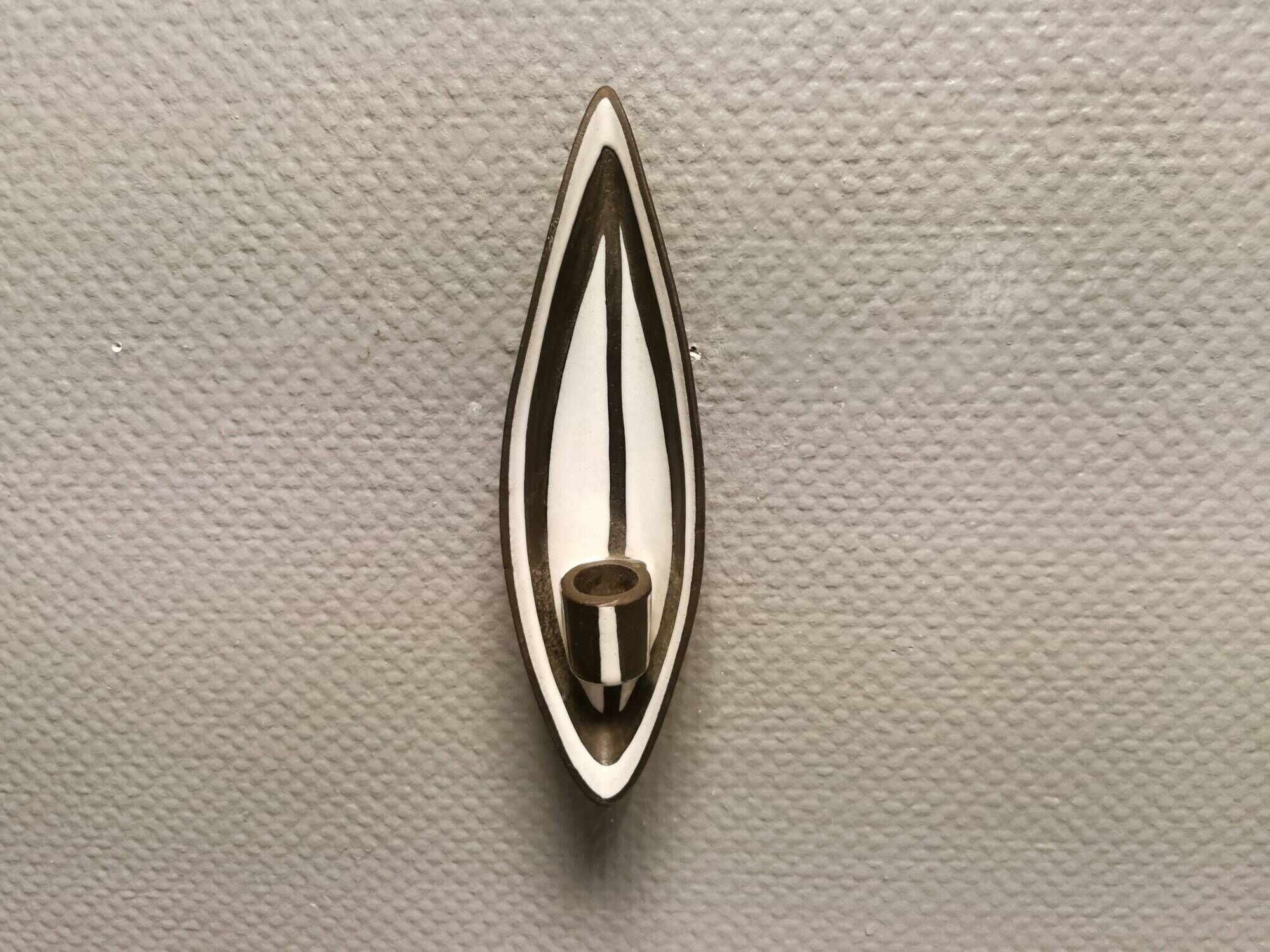 Wall-hung candle holder in the black series, made by Michael Andersen Bornholm Denmark 1960s