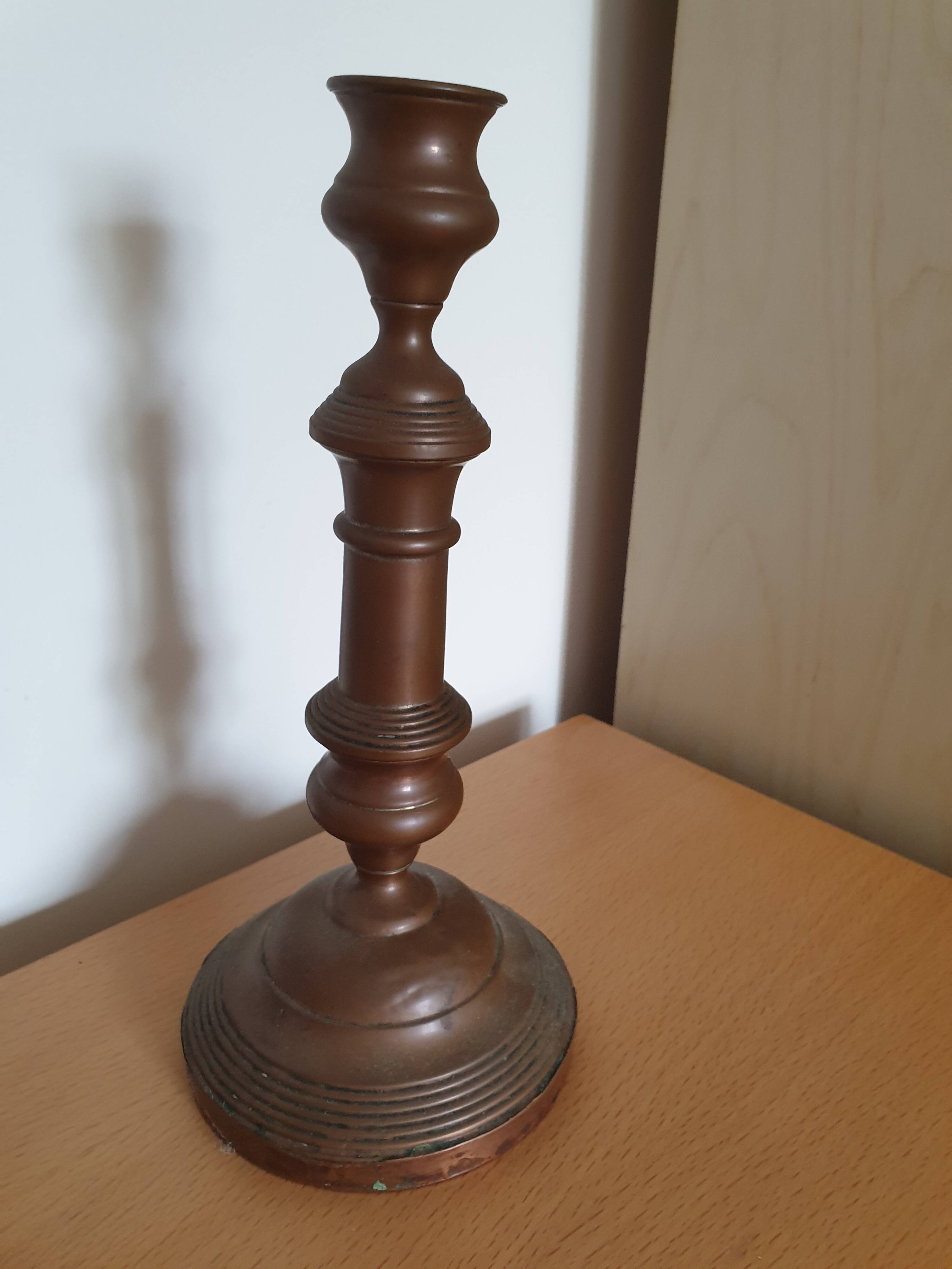 19th century red copper candlestick