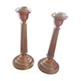 Pair of ancient gilded candlesticks.
