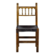 Chaise brutaliste bois et cuir espagnol, 1950