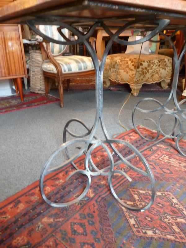 Table console fer forgé et marbre