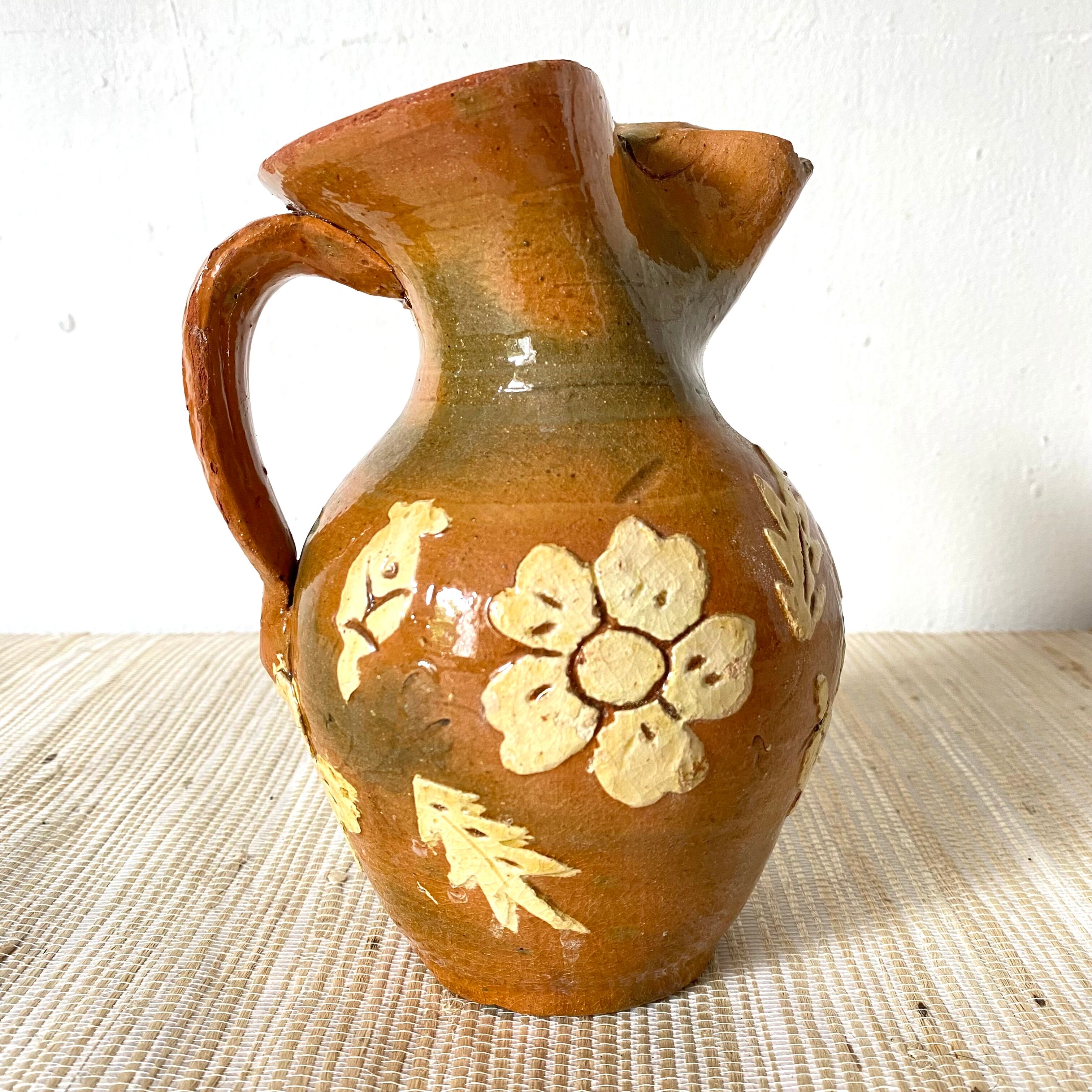 Pitcher jug, flowered pottery