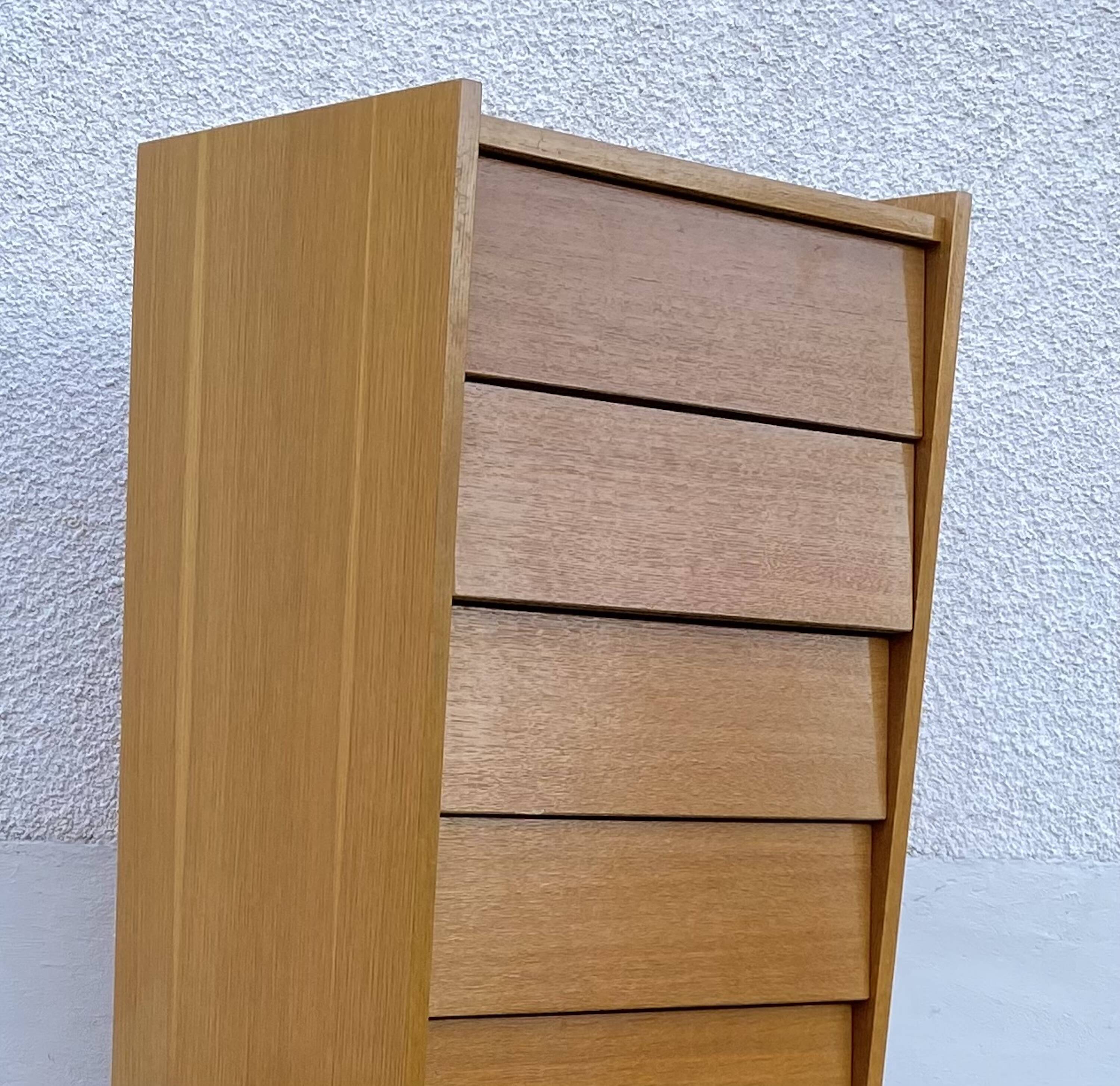 Vintage 1960s chest of drawers with compass legs and 6 slanted drawers