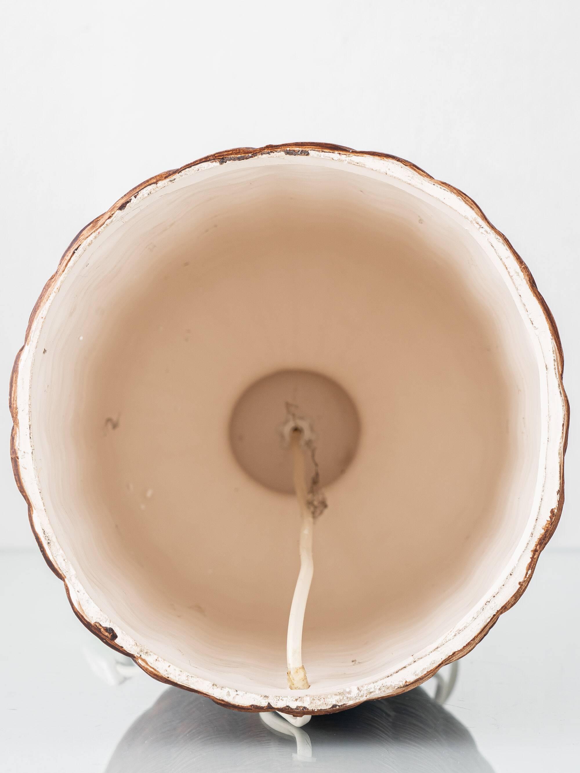 Ceramic Trompe L'Oeil Wicker Table Lamp with New Woven Cream Cord Lampshade