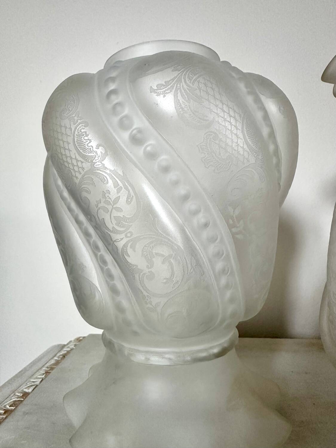 Pair of Napoleon III bronze and glass lamps