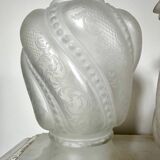 Pair of Napoleon III bronze and glass lamps