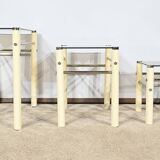 Beige Metal Nesting Tables, attributed to Yves Boutboul – 1970