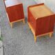 Pair of vintage wooden bedside tables 2 tones