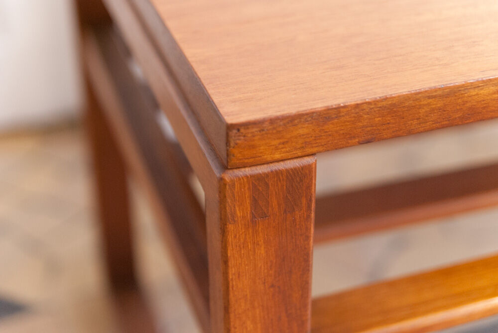 Geometric teak coffee table