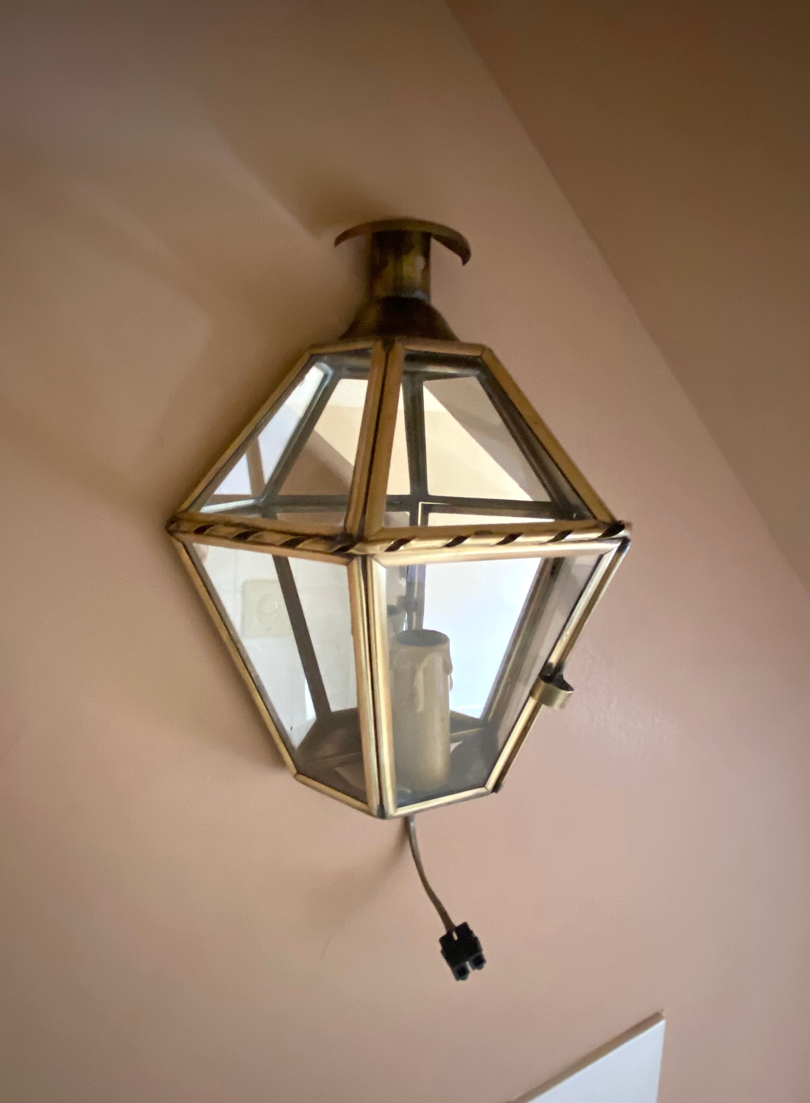 Mirror wall lamp, brass 50s
