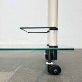 Postmodern Italian bar cart in glass and metal by Metalnova, 1980s.