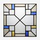 Art Deco Leaded Glass Panel with Geometric Cross Motif, Belgium, Circa 1920