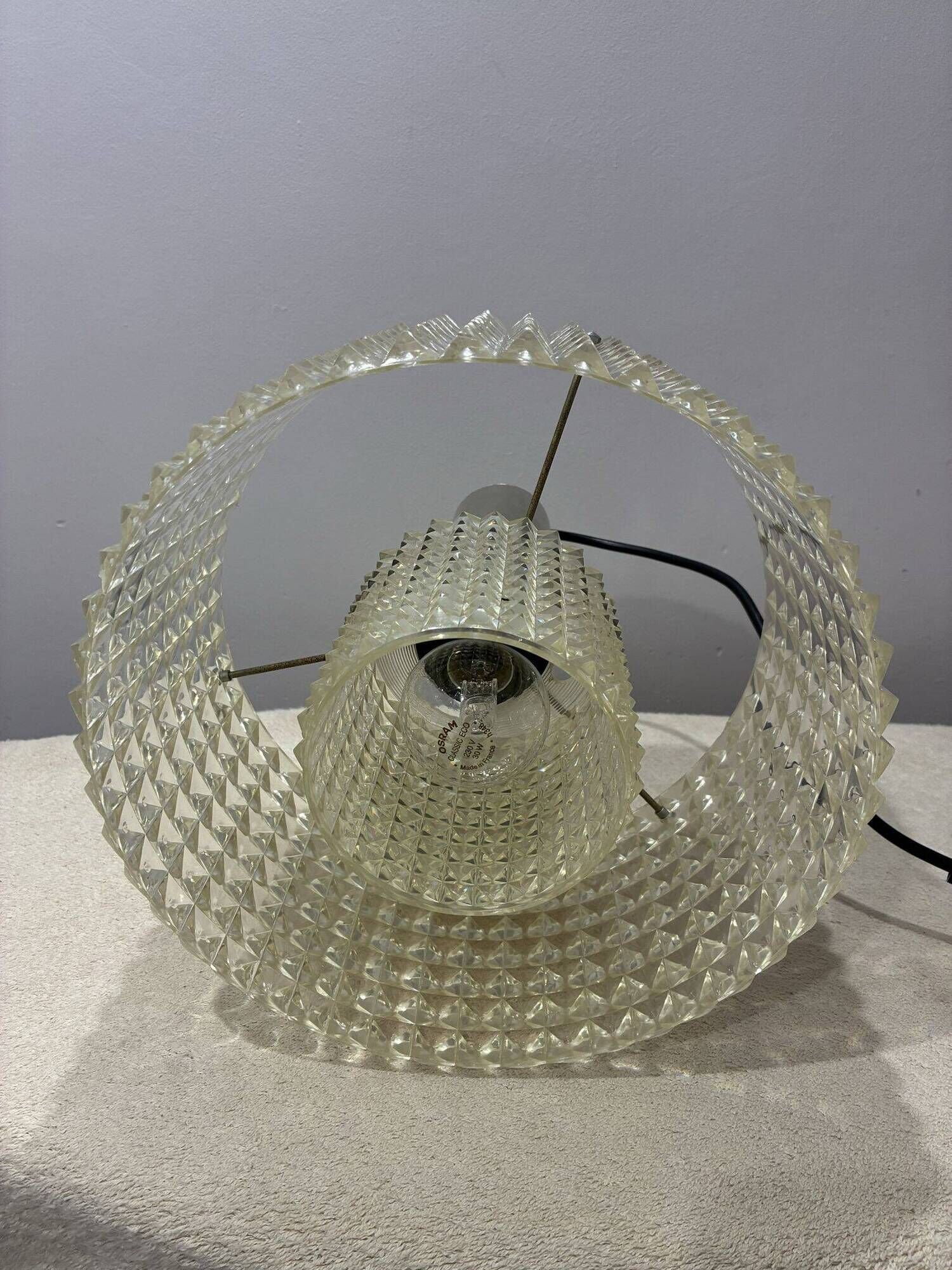 Acrylic pendant light with diamond pattern, chrome, 1970s