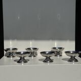 Set of 6 silver metal ice cream cups with small base D9 H5.5