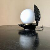 Opal globe shell lamp and black ceramic