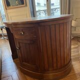 Oval desk in varnished solid wood