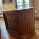 Oval desk in varnished solid wood