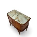 Tables de chevet plaquées en palissandre avec plateau en onyx vert