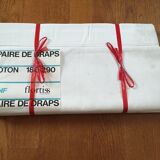 Paire de draps en coton ancien neuf  180 x 290 cm