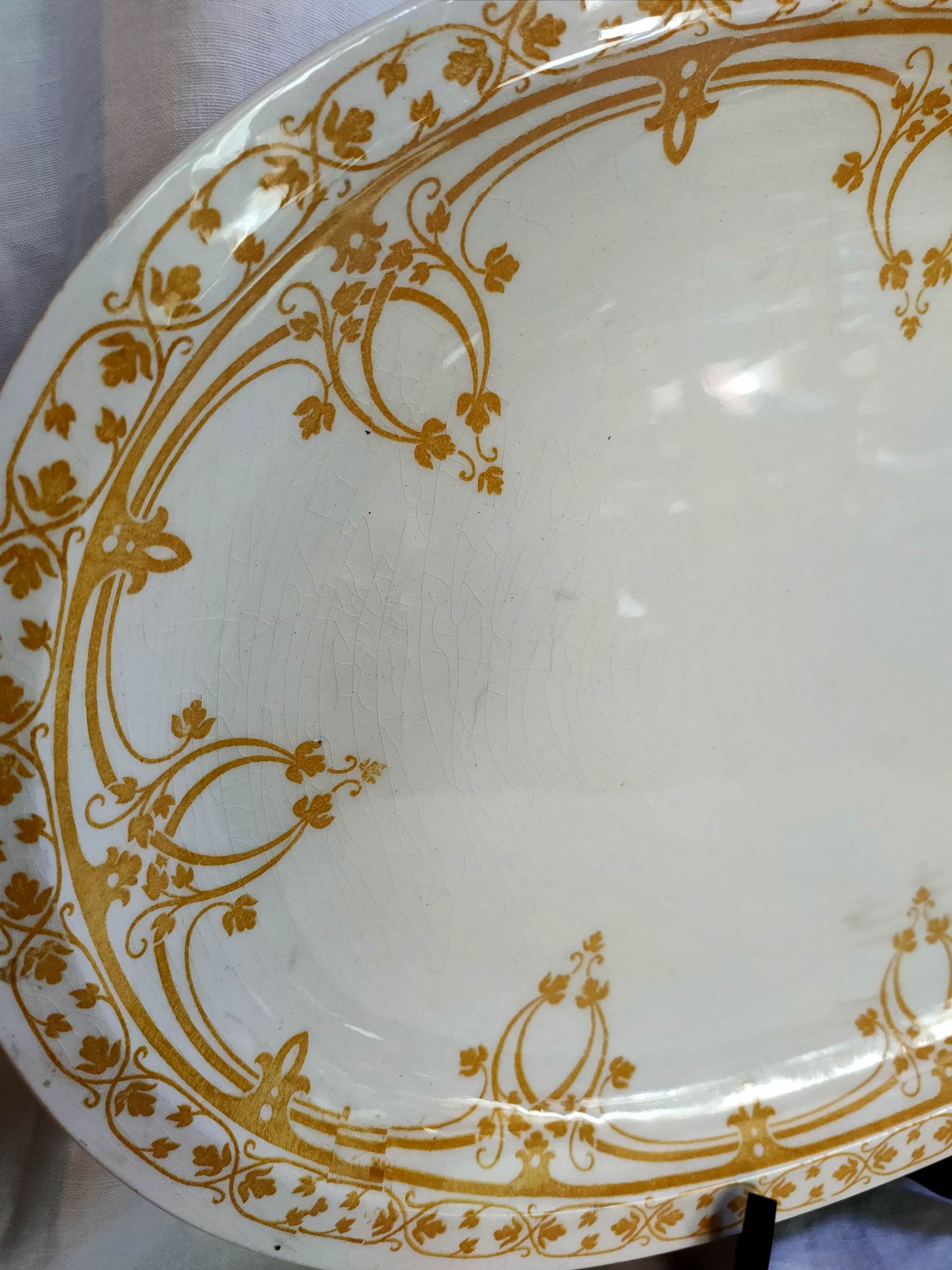 Oval earthenware plate Creil and Montereau Bruges 43x31cm
