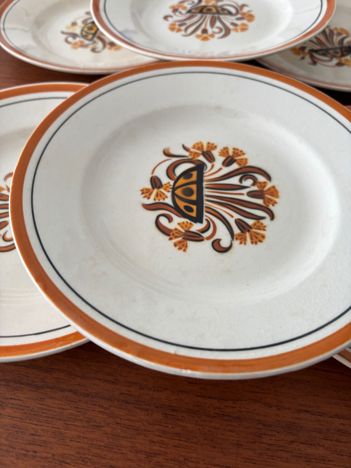 Set of 6 dessert plates Creil and Montereau model Œillet – Vaisse