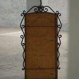 French mid-century brutalist wall mirror in wrought iron, made in the 1950s.