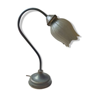 French Art Deco lamp signed See Delmas – pressed glass