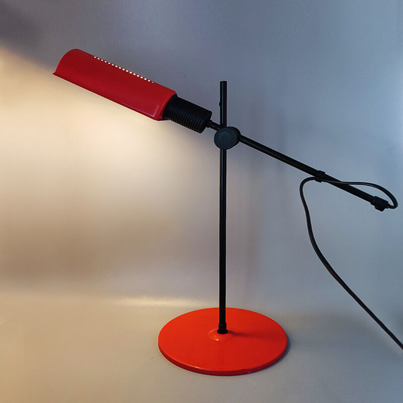 1970s Red Table Lamp by Veneta Lumi. Made in Italy