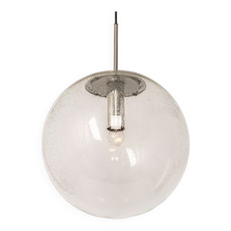 clear glass ball pendant chrome Limburg, Germany, 1970s