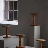 Set of 4 stools / bases in pine by Rainer Daumiller, Danish, mid-20th century, 1970.