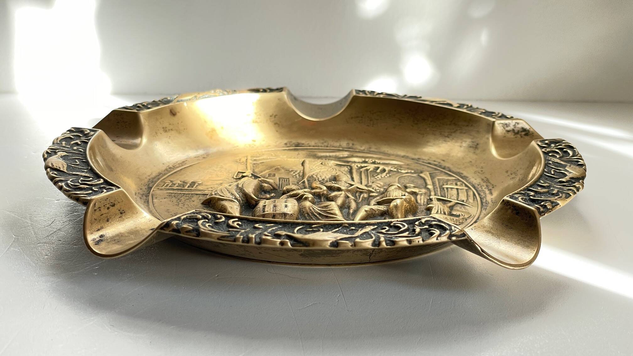 Large Vintage Solid Brass Ashtray