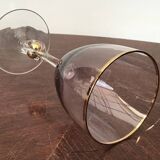 Joseph Stanik 6 red wine glasses of the Zuzanna model in Amethyst color with rims and golden ball