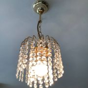 Small vintage brass chandelier with crystal droplets
