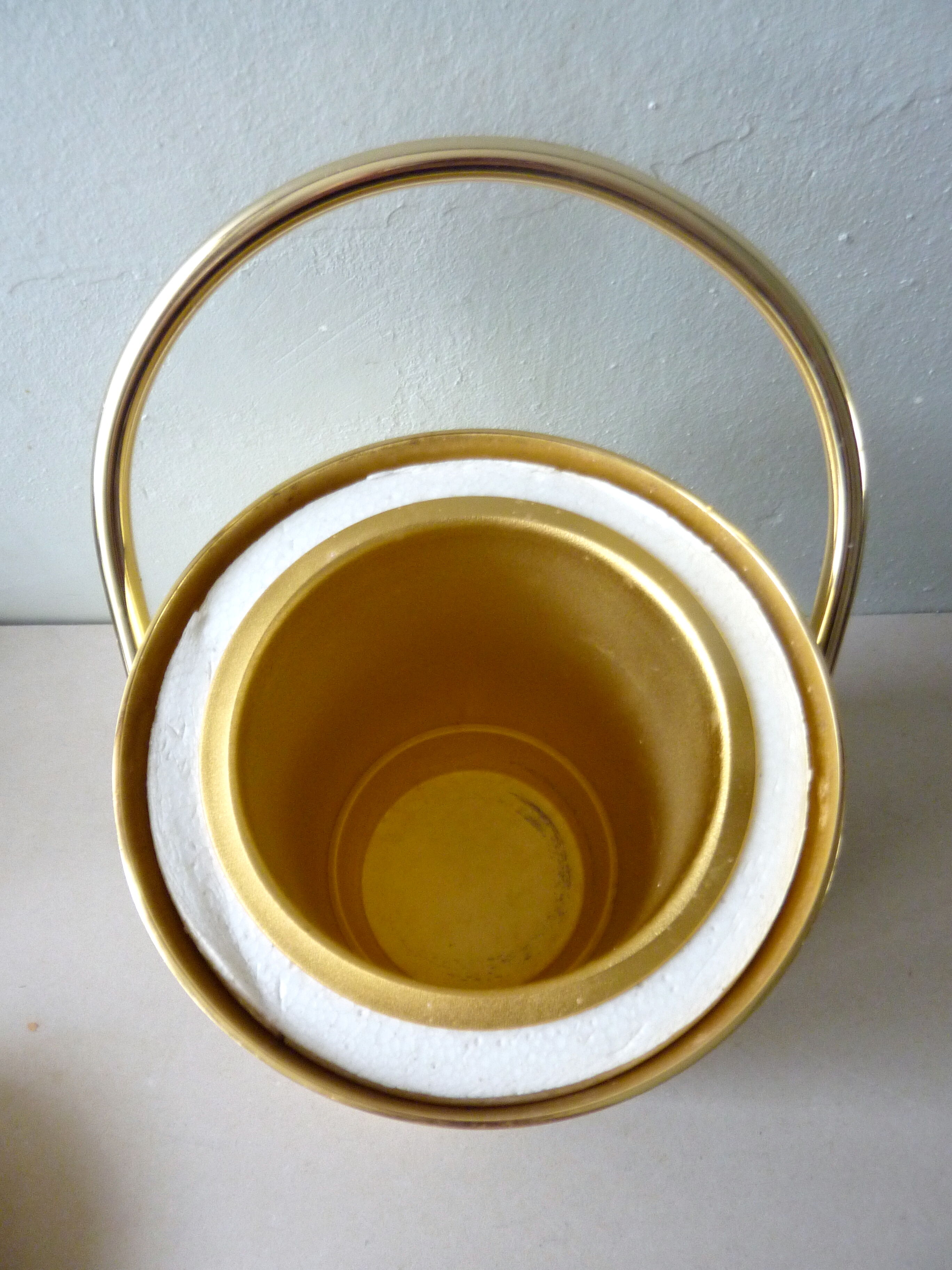 Inalta Luxe France golden aluminum bucket from the 70s