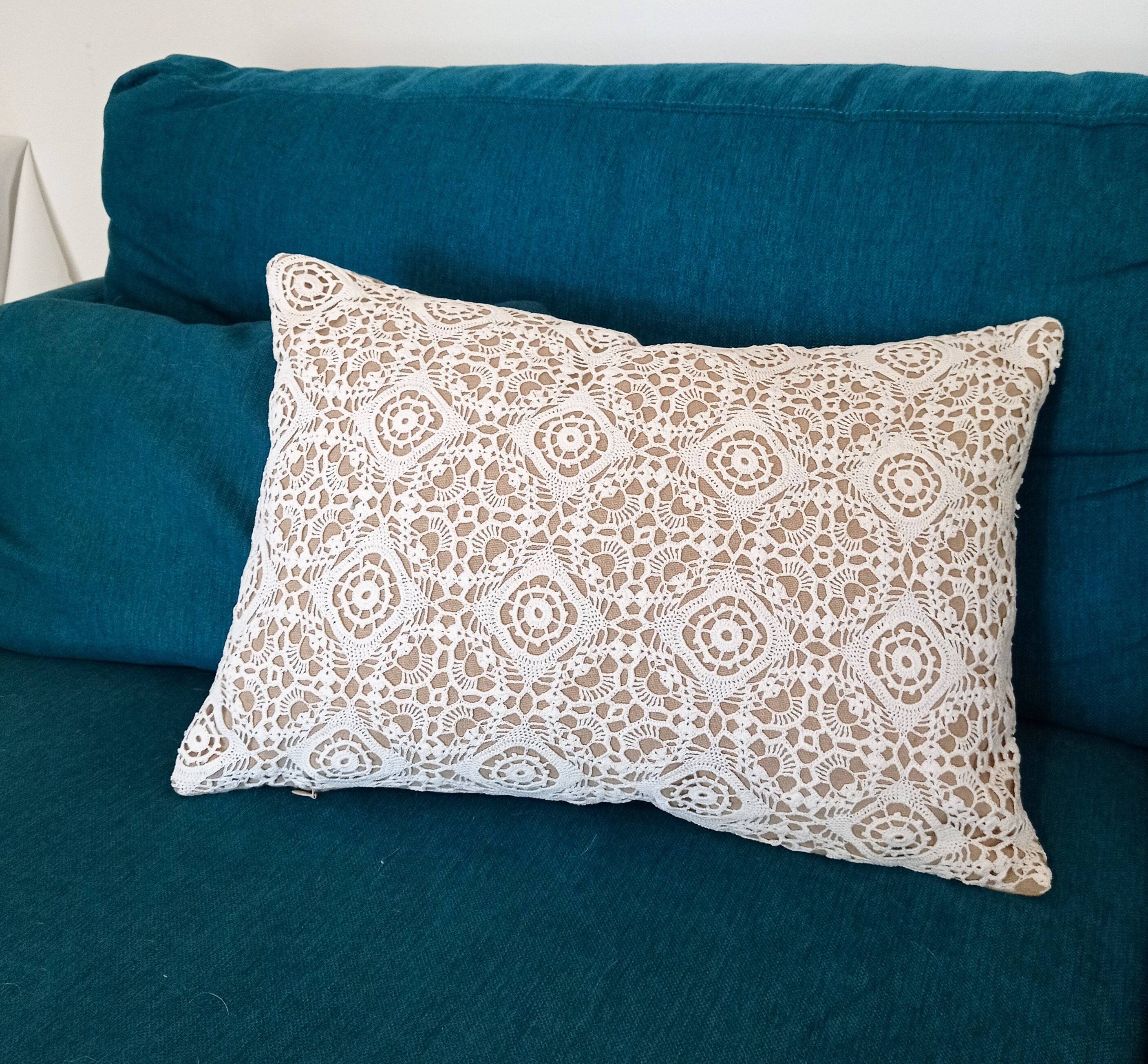 Coussin Lin et coton crochet
