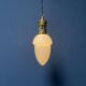 Opaline glass pendant lamp with elegant brass fixture