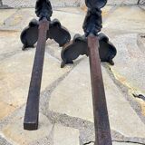 Vintage solid brass and steel chenets