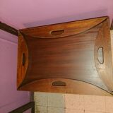 Table basse en bois de teck, de forme ovale, repliable style bateau 1970